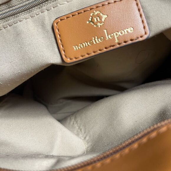 Nanette Lepore synthetic Brown and tan logo shoulder bag  gold tone hardwares. - Picture 12 of 15